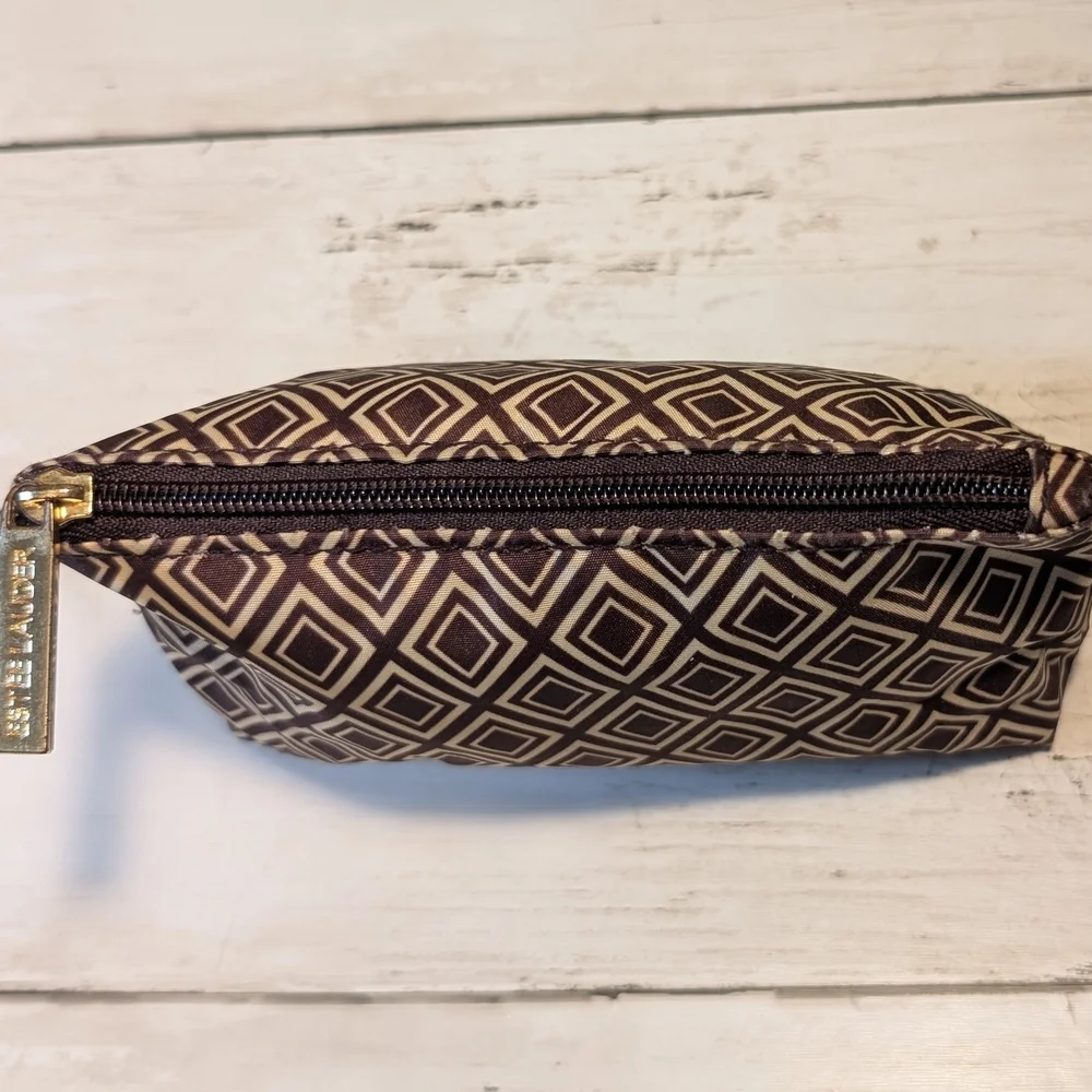 Vintage Estée Lauder Geometric Patterned Cosmetic Bag, Zippered Makeup Pouch - Picture 7 of 11